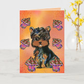Yorkie Poo Kaart (Gele Bloem)
