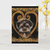 Yorkie Poo Kaart (Gele Bloem)