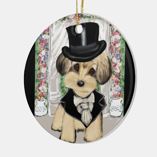 YORKIE POO KERAMISCH ORNAMENT (Links)