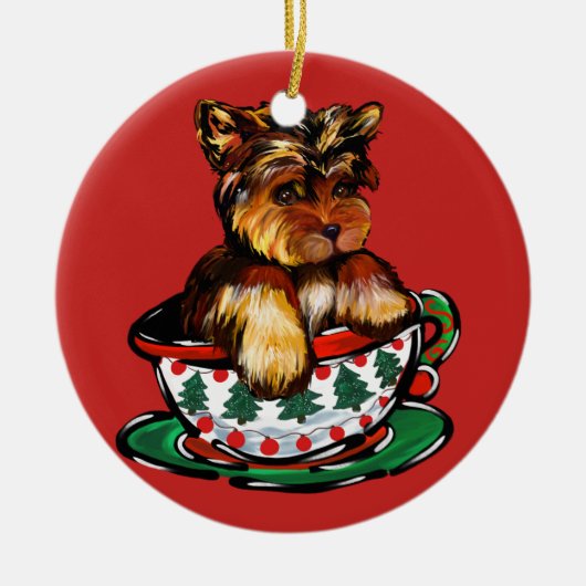 Yorkie Poo Keramisch Ornament (Voorkant)
