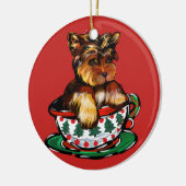 Yorkie Poo Keramisch Ornament (Links)