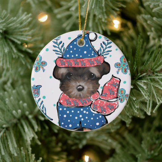 Yorkie Poo Keramisch Ornament (Boom)