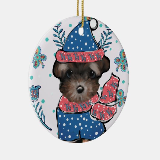 Yorkie Poo Keramisch Ornament (Rechts)