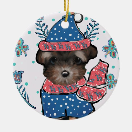 Yorkie Poo Keramisch Ornament (Voorkant)