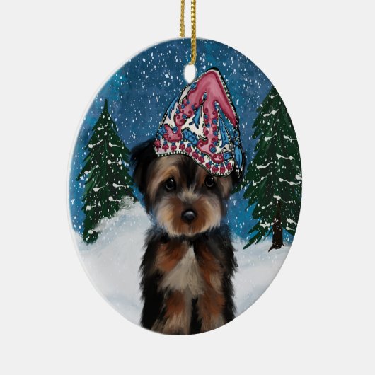 YORKIE POO KERAMISCH ORNAMENT (Rechts)