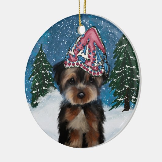 YORKIE POO KERAMISCH ORNAMENT (Links)