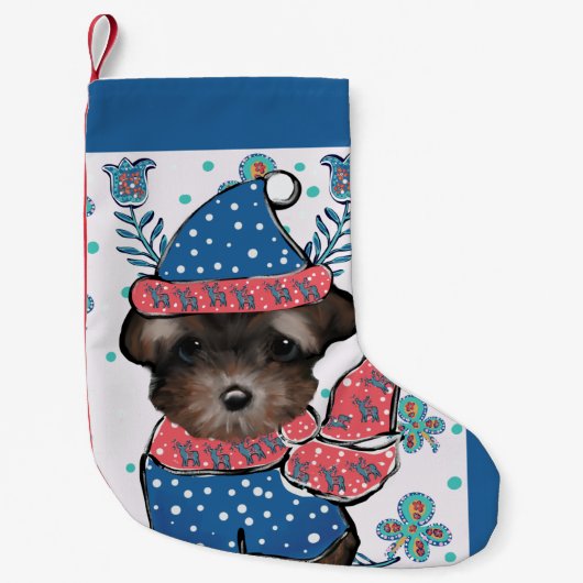 Yorkie Poo Kleine Kerstsok (Voorkant)