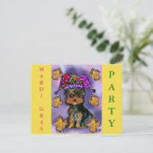 YORKIE POO MARDI GRAS FEESTDAGENKAART (Staand voorkant)