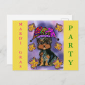 YORKIE POO MARDI GRAS FEESTDAGENKAART (Voorkant / Achterkant)