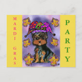 YORKIE POO MARDI GRAS FEESTDAGENKAART (Voorkant)