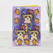 Yorkie Poo Mardi Gras Kaart (Voorkant)