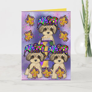 Yorkie Poo Mardi Gras Kaart