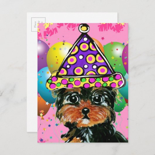 Yorkie Poo Party Dog Uitnodiging Briefkaart (Voorkant / Achterkant)