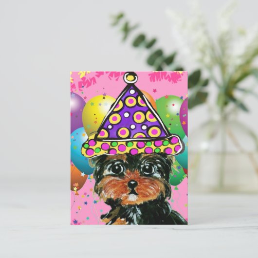 Yorkie Poo Party Dog Uitnodiging Briefkaart (Staand voorkant)