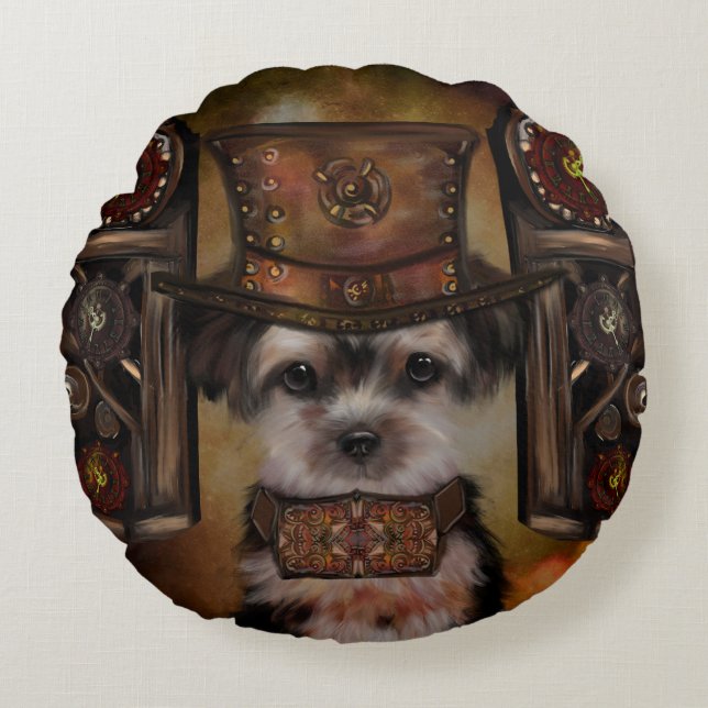Yorkie Poo Rond Kussen (Voorkant)