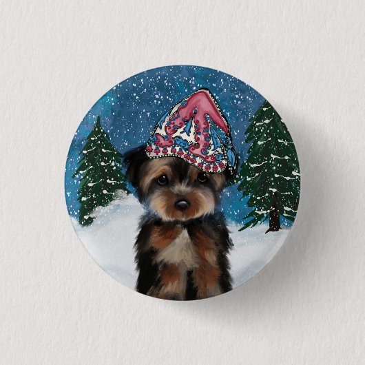 YORKIE POO RONDE BUTTON 3,2 CM (Voorkant)