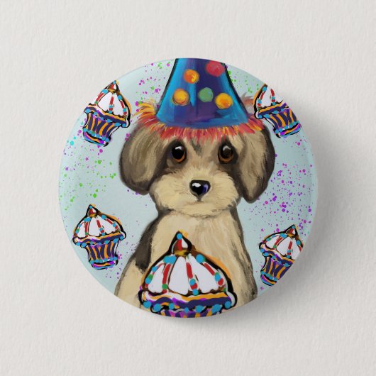 Yorkie Poo Ronde Button 5,7 Cm (Voorkant)