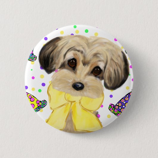 Yorkie Poo Ronde Button 5,7 Cm (Voorkant)