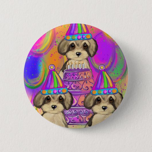 Yorkie Poo Ronde Button 5,7 Cm (Voorkant)