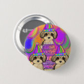 Yorkie Poo Ronde Button 5,7 Cm (Voorkant /achterkant)