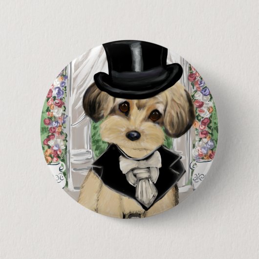 YORKIE POO RONDE BUTTON 5,7 CM (Voorkant)