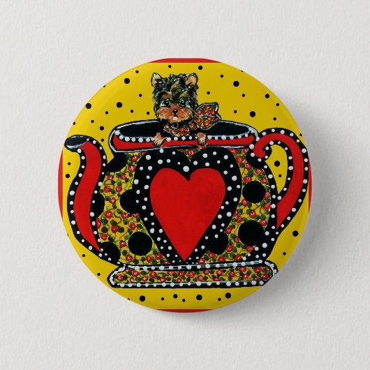 Yorkie Poo Ronde Button 5,7 Cm (Voorkant)