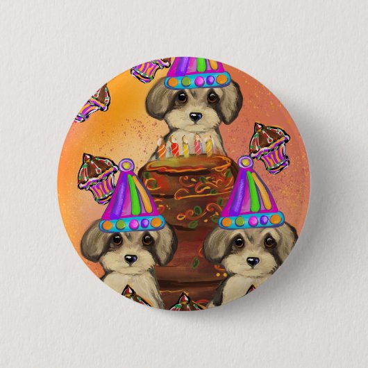 Yorkie Poo Ronde Button 5,7 Cm (Voorkant)