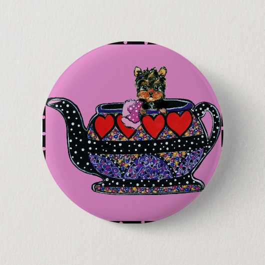 Yorkie Poo Ronde Button 5,7 Cm (Voorkant)