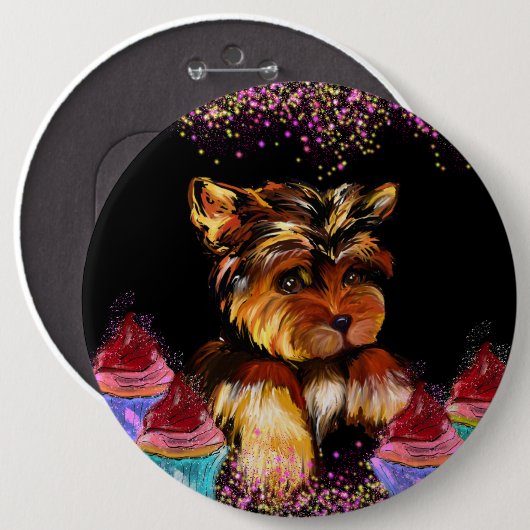 Yorkie Poo Ronde Button 6,0 Cm (Voorkant /achterkant)