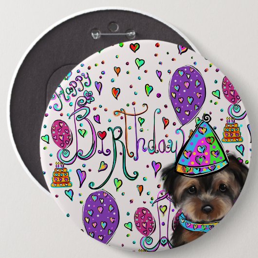 Yorkie Poo Ronde Button 6,0 Cm (Voorkant /achterkant)