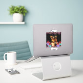 Yorkie Poo Sticker (Laptop op bureau)