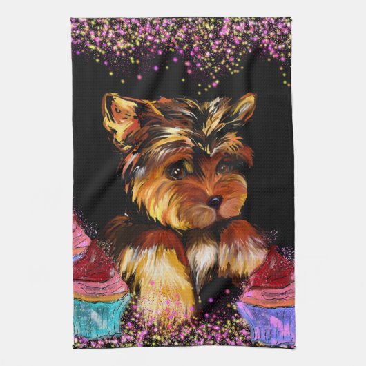 Yorkie Poo Theedoek (Verticaal)