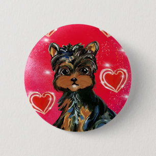 Yorkie Poo Valentijn Ronde Button 5,7 Cm