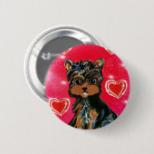 Yorkie Poo Valentijn Ronde Button 5,7 Cm (Voorkant /achterkant)