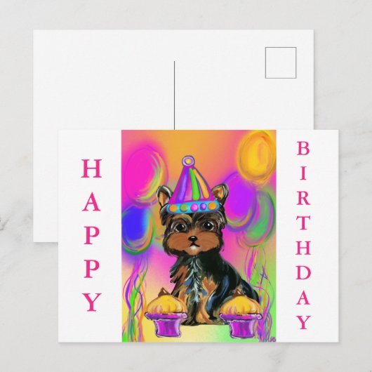 Yorkie Poo Verjaardag Feestdagenkaart (Voorkant / Achterkant)