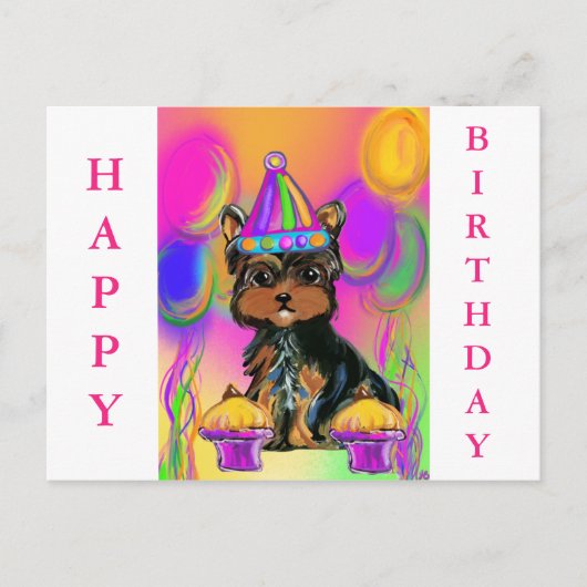 Yorkie Poo Verjaardag Feestdagenkaart (Voorkant)