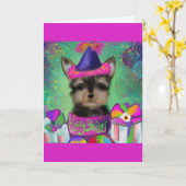 YORKIE POO VERJAARDAG    KAART (Gele Bloem)