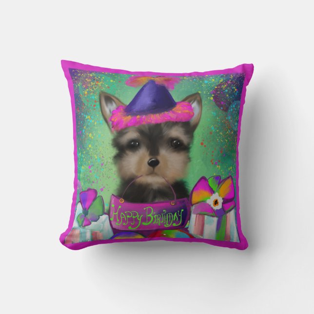YORKIE POO VERJAARDAG  KUSSEN (Voorkant)