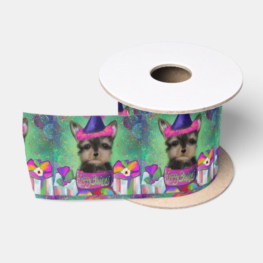 YORKIE POO VERJAARDAG SATIJNEN LINT (Spoel)