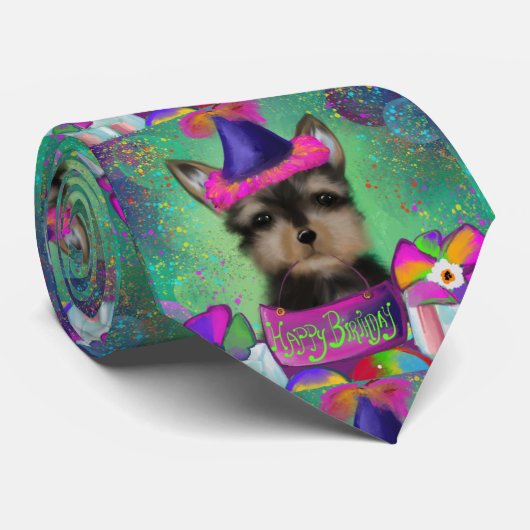YORKIE POO VERJAARDAG STROPDAS (Opgerold)
