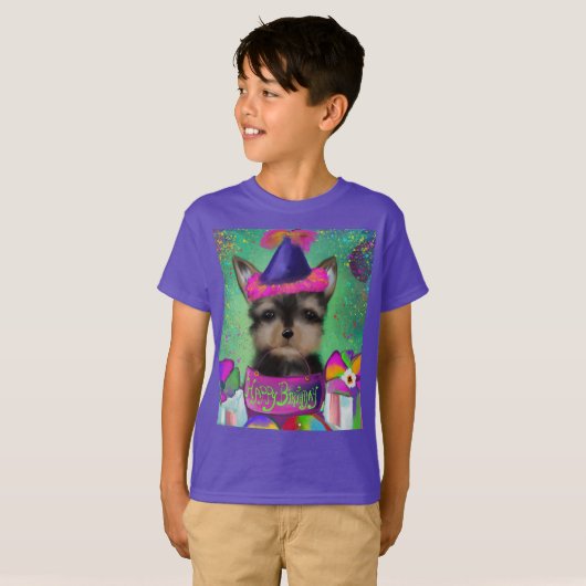 YORKIE POO VERJAARDAG T-SHIRT (Voorkant volledig)