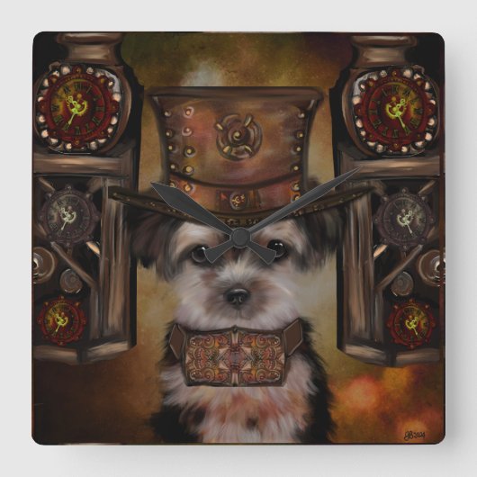 Yorkie Poo Vierkante Klok (Voorkant)