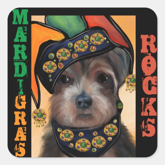 YORKIE POO VIERKANTE STICKER (Voorkant)