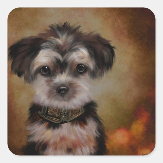 Yorkie Poo Vierkante Sticker (Voorkant)