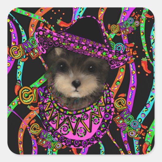 Yorkie Poo Vierkante Sticker (Voorkant)