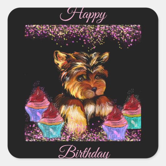 Yorkie Poo Vierkante Sticker (Voorkant)