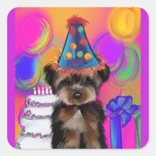 YORKIE POO VIERKANTE STICKER