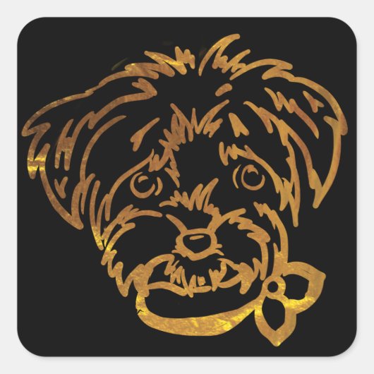 Yorkie Poo Vierkante Sticker (Voorkant)