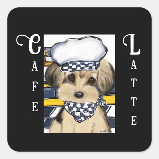 YORKIE POO VIERKANTE STICKER (Voorkant)