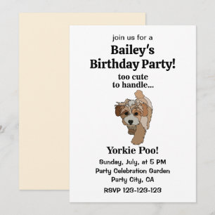 Yorkie Poo Yorkipoo Cute Hond Verjaardagsfeestje Kaart